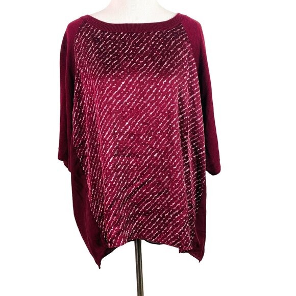 🟣🟣🟣 MICHAEL KORS MK Women's Size Small Burgundy Crew Neck Light Weight Sweate - Picture 2 of 9